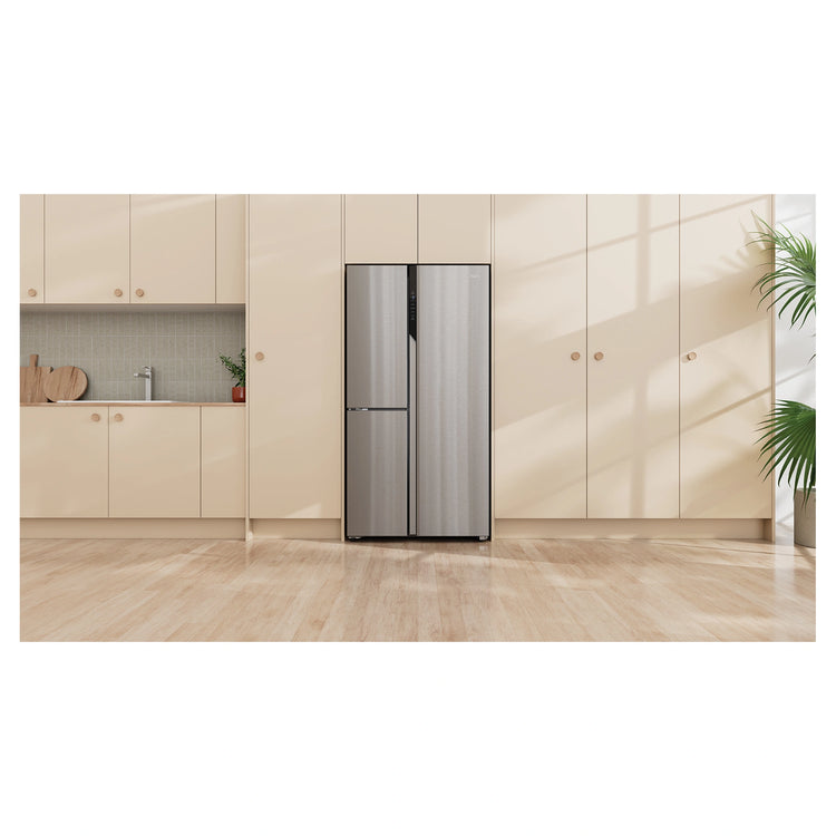 Haier 574L S+ Satina Silver Three Door Side by Side Refrigerator HRF575XS, Lfestyle View
