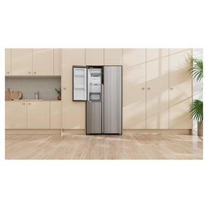 Haier 574L S+ Satina Silver Three Door Side by Side Refrigerator HRF575XS, Lfestyle View