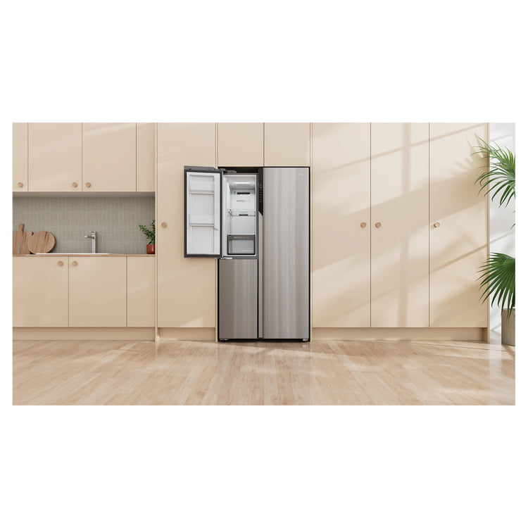 Haier 574L S+ Satina Silver Three Door Side by Side Refrigerator HRF575XS, Lfestyle View