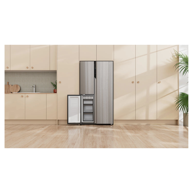 Haier 574L S+ Satina Silver Three Door Side by Side Refrigerator HRF575XS, Lfestyle View