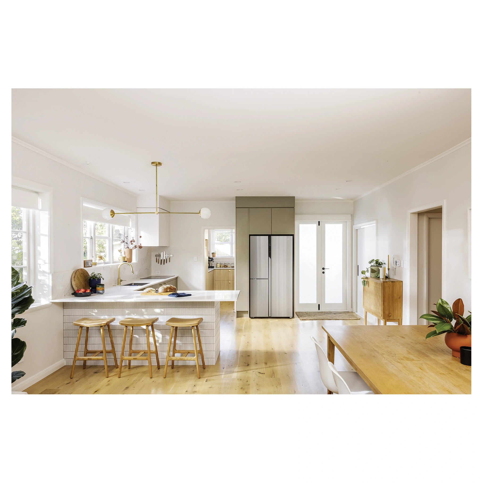 Haier 574L S+ Satina Silver Three Door Side by Side Refrigerator HRF575XS, Lfestyle View