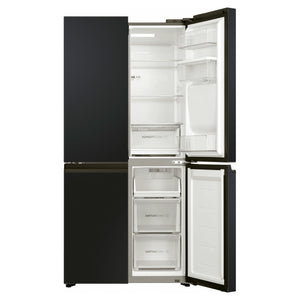 Haier 508L Black Quad Door Fridge HRF580YHC, Front View With Right Side Door Open View