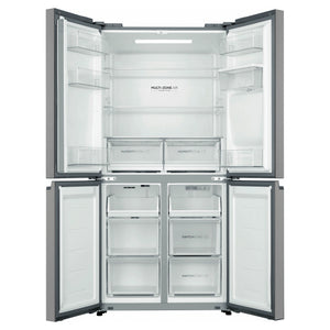 Haier 508L Silver Quad Door Fridge HRF580YHS, Front View With Double Door Open View
