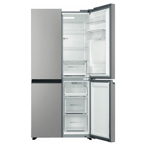 Haier 508L Silver Quad Door Fridge HRF580YHS, Front View With Right Side Double Door Open View