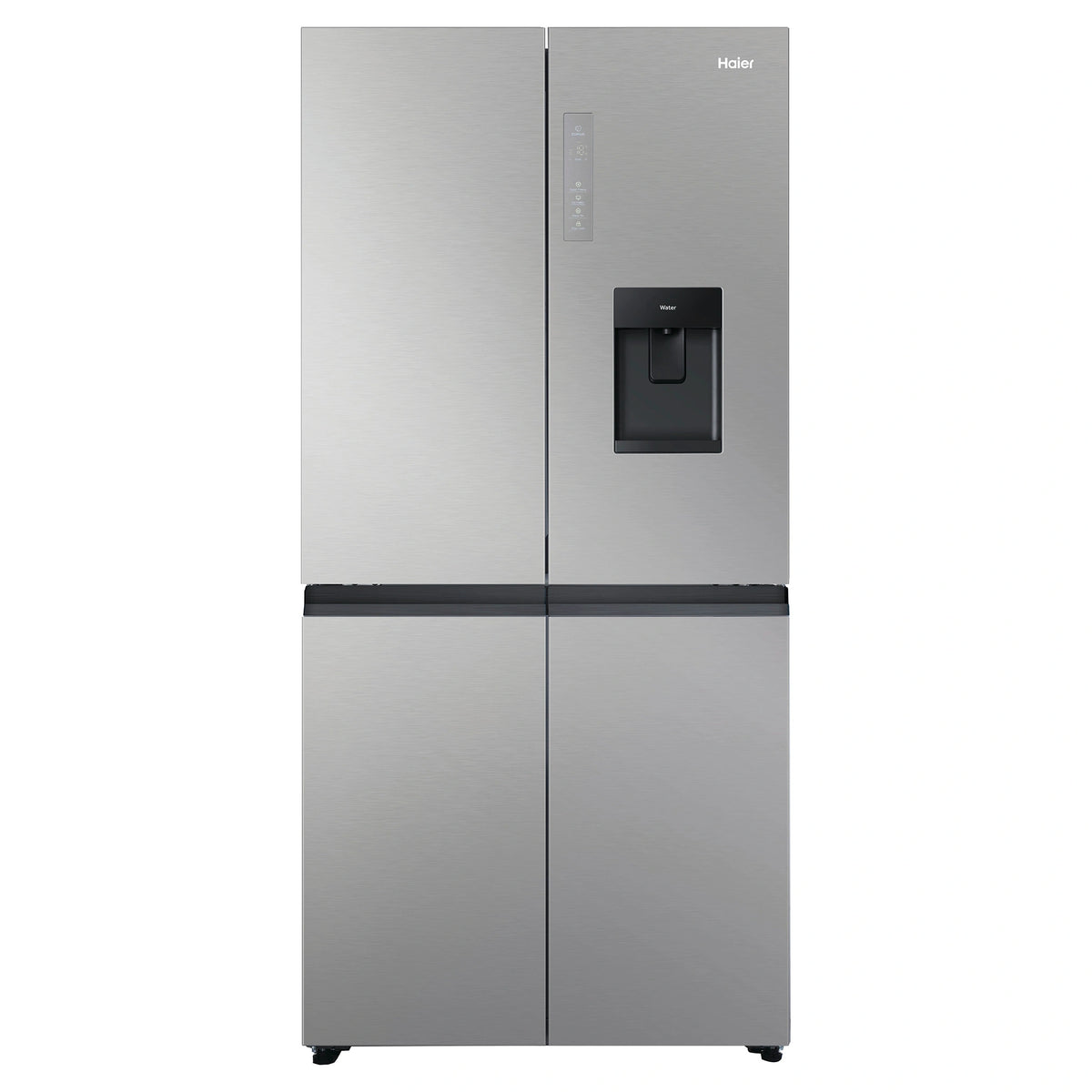 Haier 507L Black Quad Door Fridge with Ice & Water Dispenser HRF580YPS, Front View