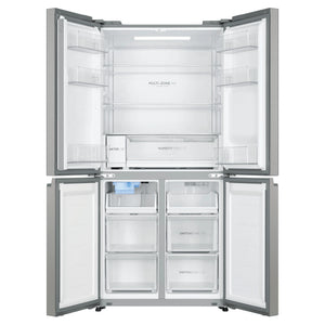 Haier 507L Black Quad Door Fridge with Ice & Water Dispenser HRF580YPS, Front View With Double Door Open View