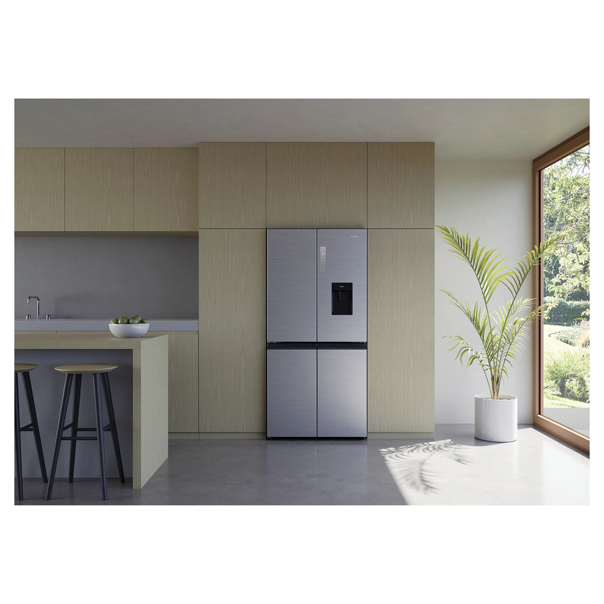 Haier 507L Black Quad Door Fridge with Ice & Water Dispenser HRF580YPS, Lifestyle View 4