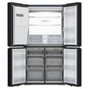 Haier 601L 600 Series Black Quad Door Refrigerator Freezer HRF680YZC, Front View With Double Door Open View
