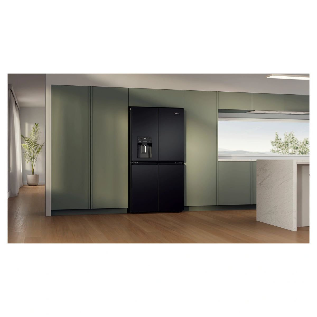 Haier 601L 600 Series Black Quad Door Refrigerator Freezer HRF680YZC, Lifestyle View