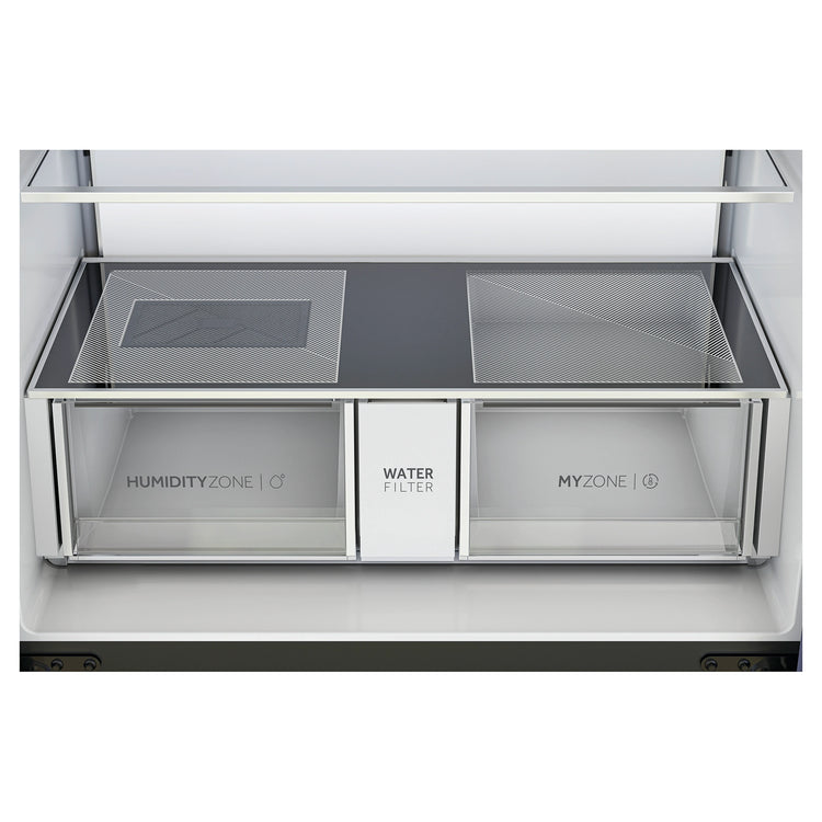 Haier 601L 600 Series Black Quad Door Refrigerator Freezer HRF680YZC, Water Filter View