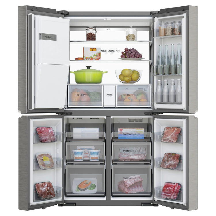 Haier HRF680YZS 601L 600 Series Stainless Steel Quad Door Refrigerator Freezer