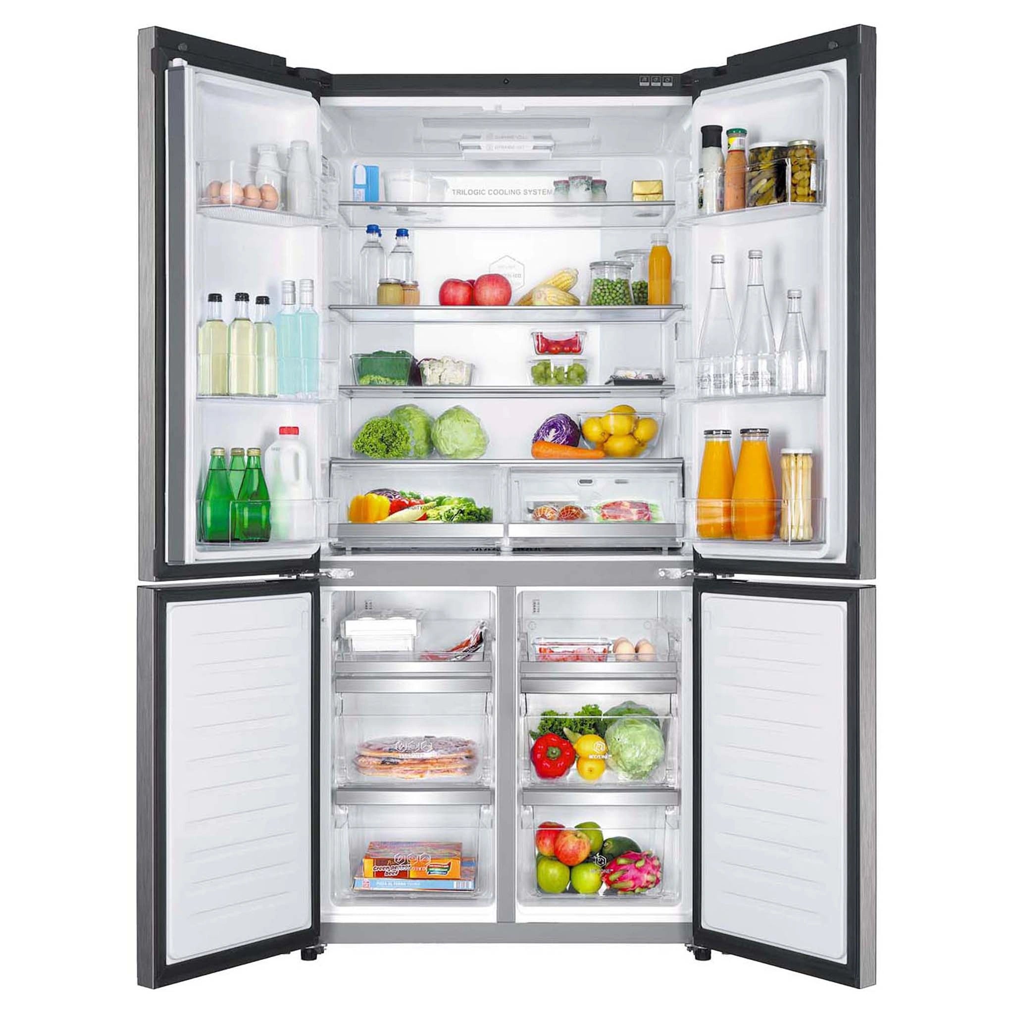 Haier French Door Refrigerator HRF700YCX, All Doors Open View
