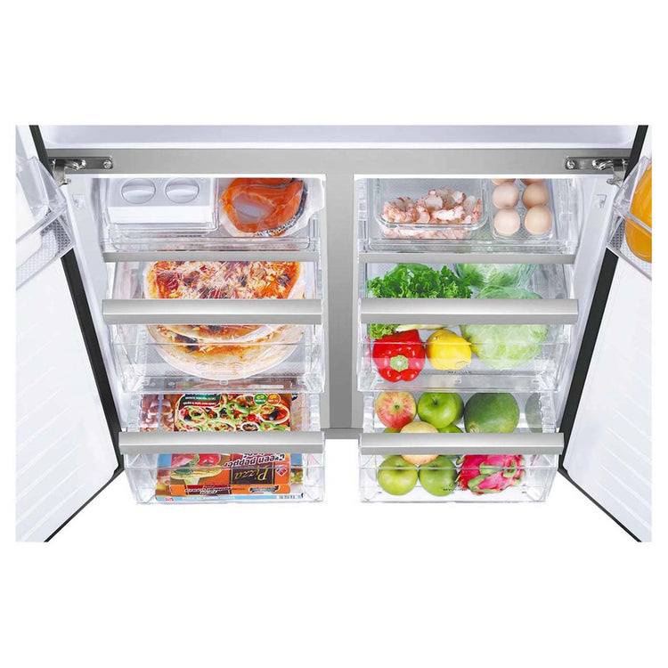 Haier French Door Refrigerator HRF700YCX, Bottom Doors Open View