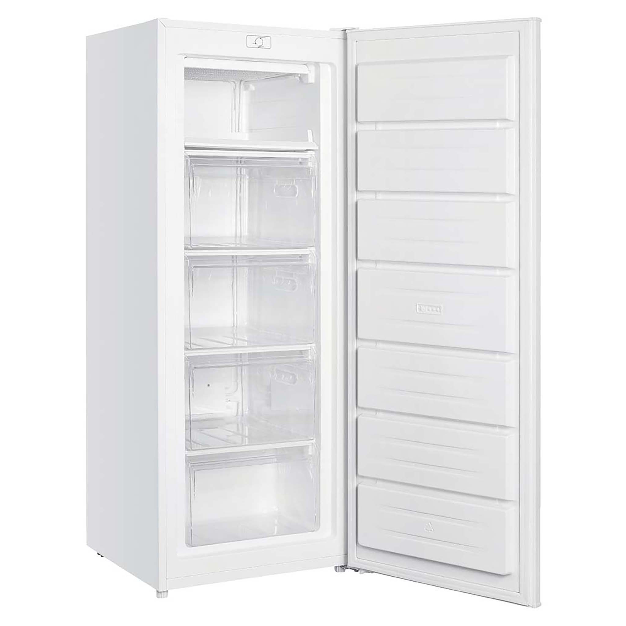 Haier 168L 300 Series White Vertical Freezer HVF175VW, Left Side Open Door View