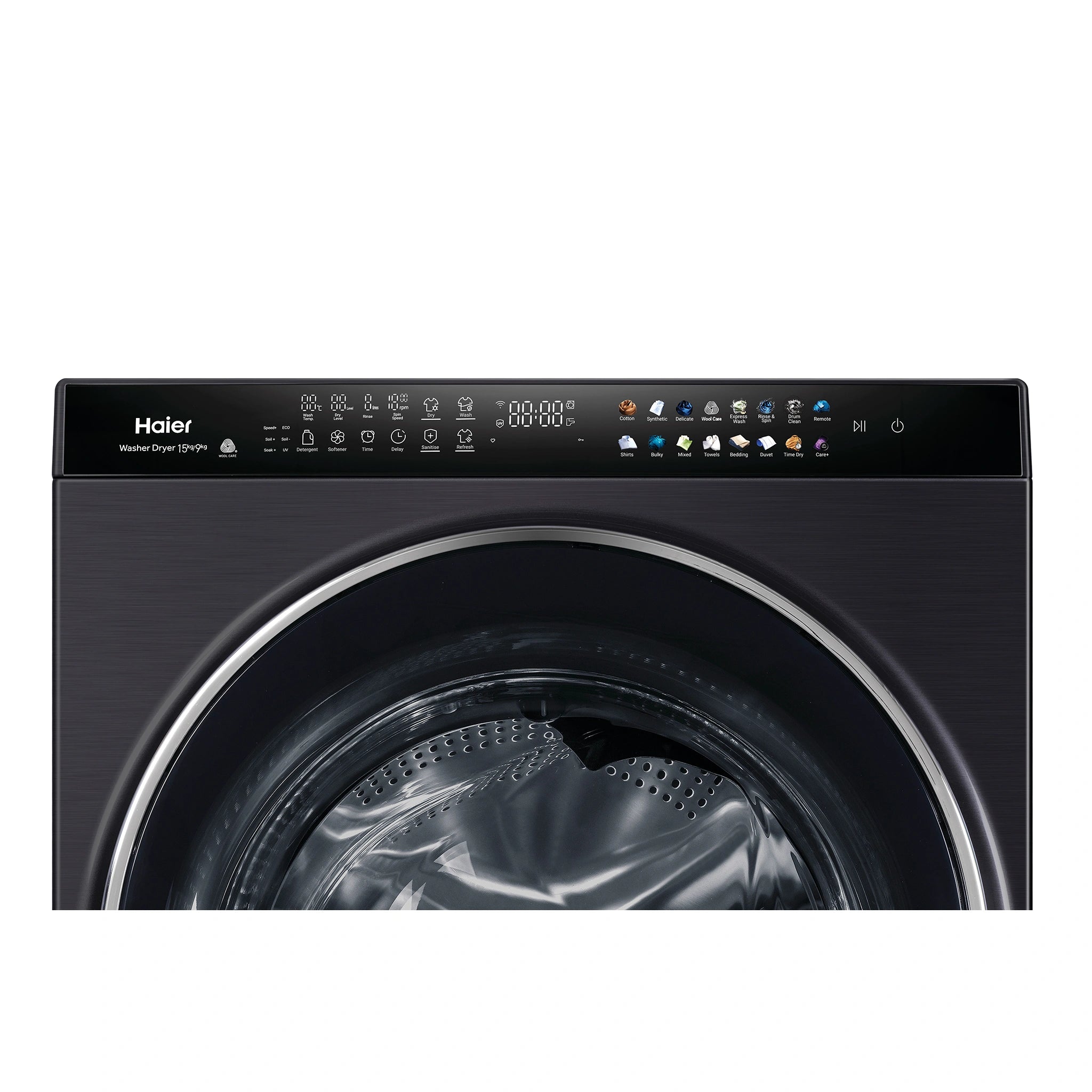 Haier 15kg + 9kg 600 Series Super Drum Combi Front Loader Washer Dryer HWDX1590CTB1, Control Panel View