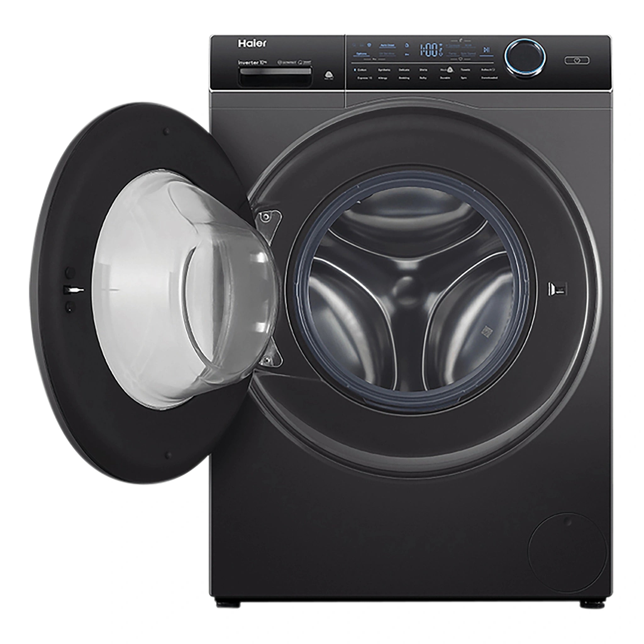 Haier 10kg 600 Series Front Loader Washing Machine HWF10ANB1, Front View with Door Open