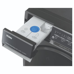 Haier 10kg 500 Series Dark Stainless Front Loader Washing Machine with Ultra Fresh Air HWF10DB2, Detergent Drawer