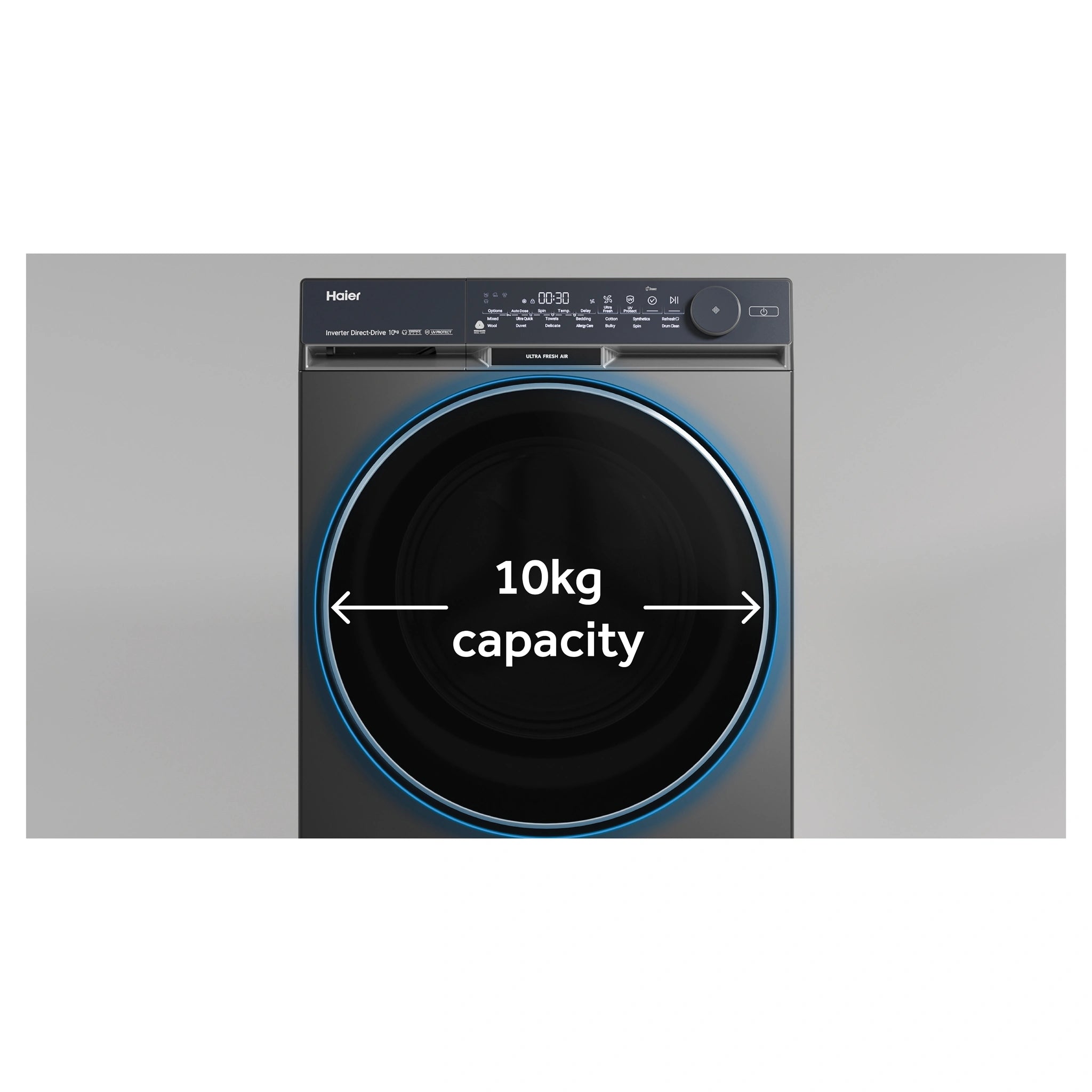 Haier 10kg 500 Series Dark Stainless Front Loader Washing Machine with Ultra Fresh Air HWF10DB2, Features
