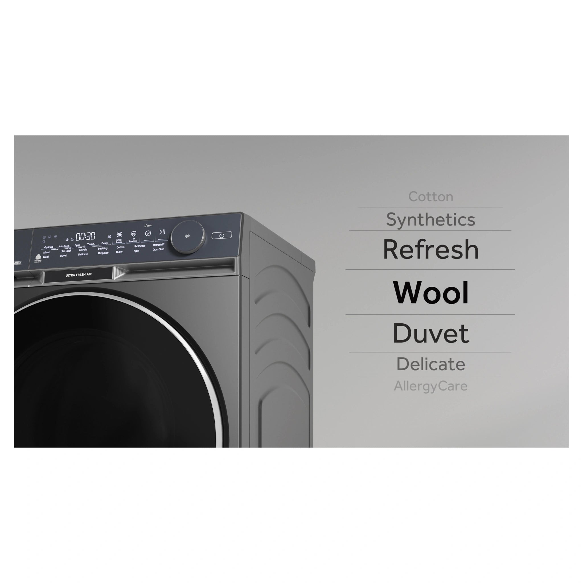 Haier 10kg 500 Series Dark Stainless Front Loader Washing Machine with Ultra Fresh Air HWF10DB2, Features