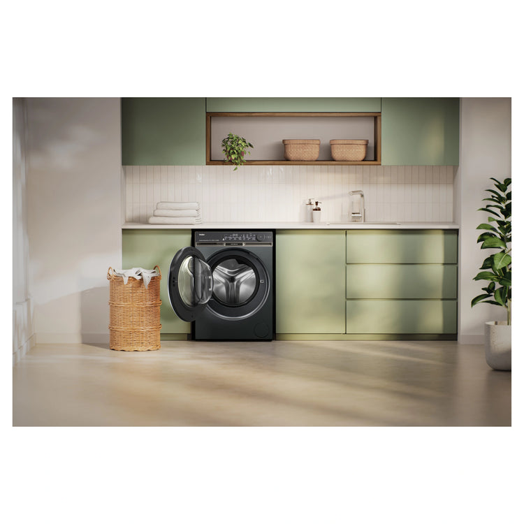 Haier 10kg 500 Series Dark Stainless Front Loader Washing Machine with Ultra Fresh Air HWF10DB2, Lifestyle View