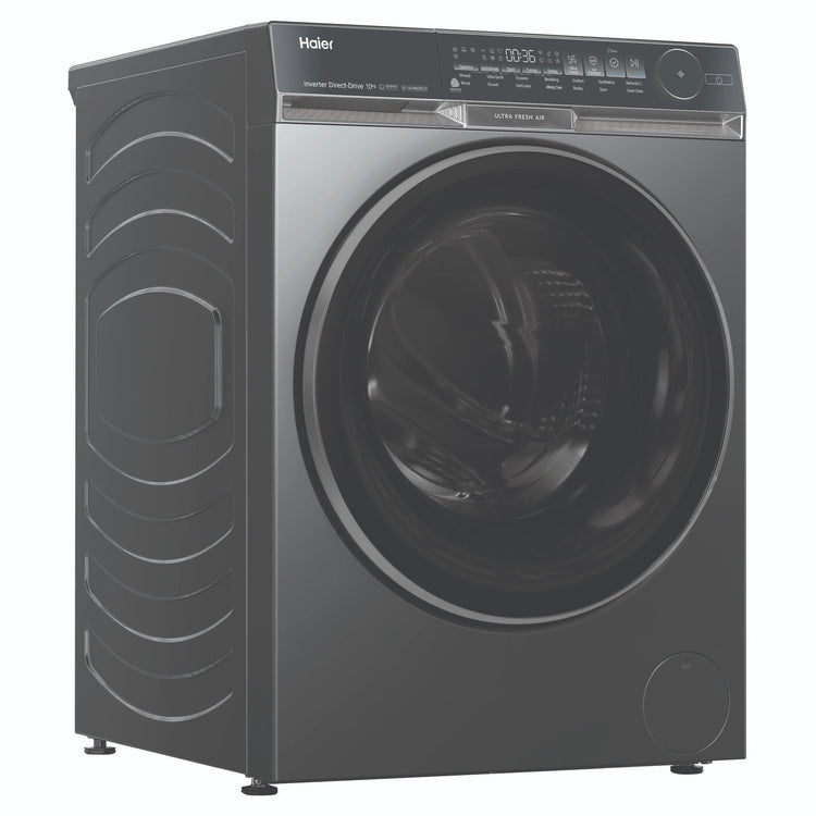 Haier 10kg 500 Series Dark Stainless Front Loader Washing Machine with Ultra Fresh Air HWF10DB2, Right Side View