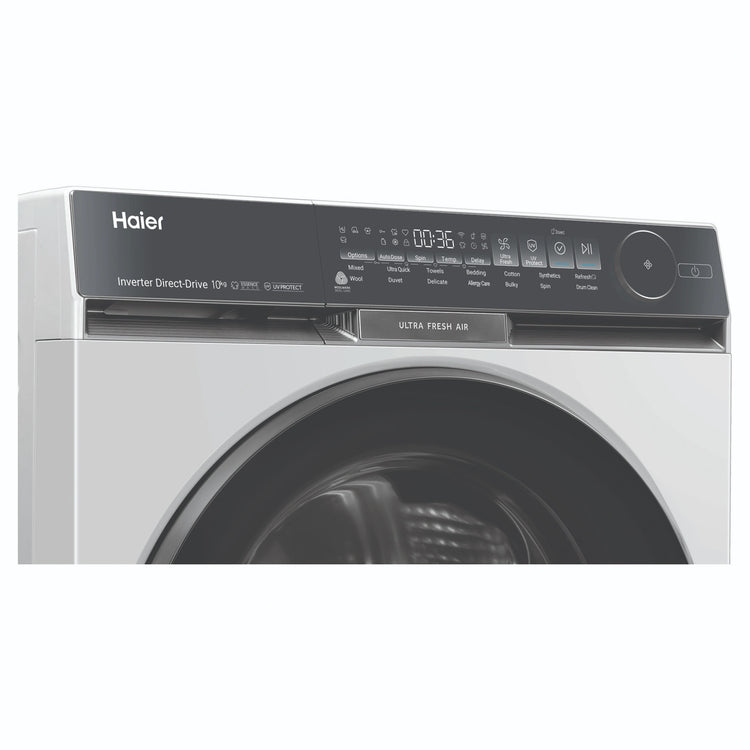 Haier 10kg 500 Series White Front Loader Washing Machine with Ultra Fresh Air HWF10DW2, Control Panel View