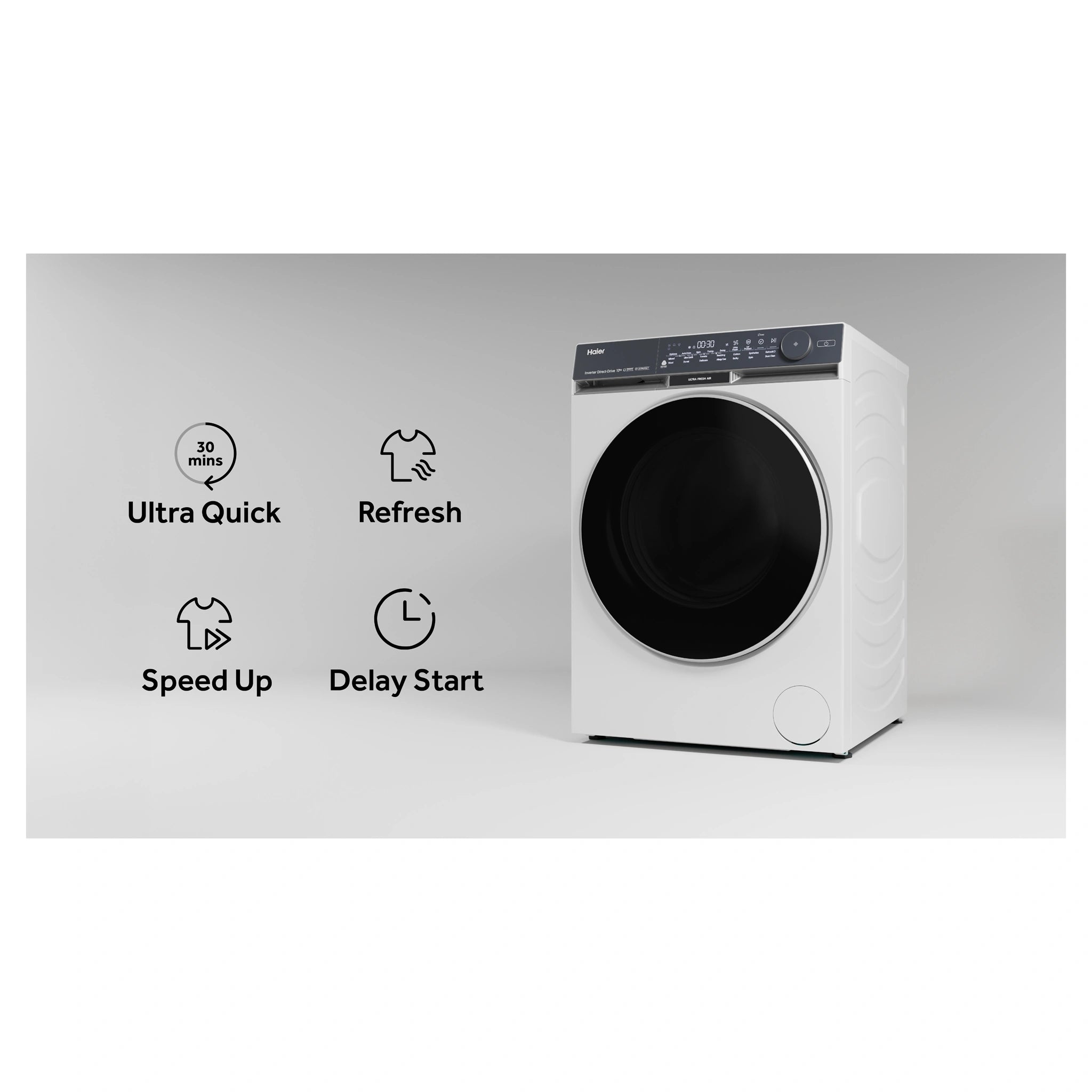 Haier 10kg 500 Series White Front Loader Washing Machine with Ultra Fresh Air HWF10DW2, Features
