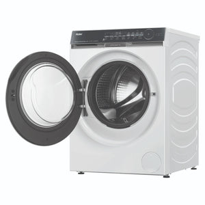 Haier 10kg 500 Series White Front Loader Washing Machine with Ultra Fresh Air HWF10DW2, Left Side View Door Open
