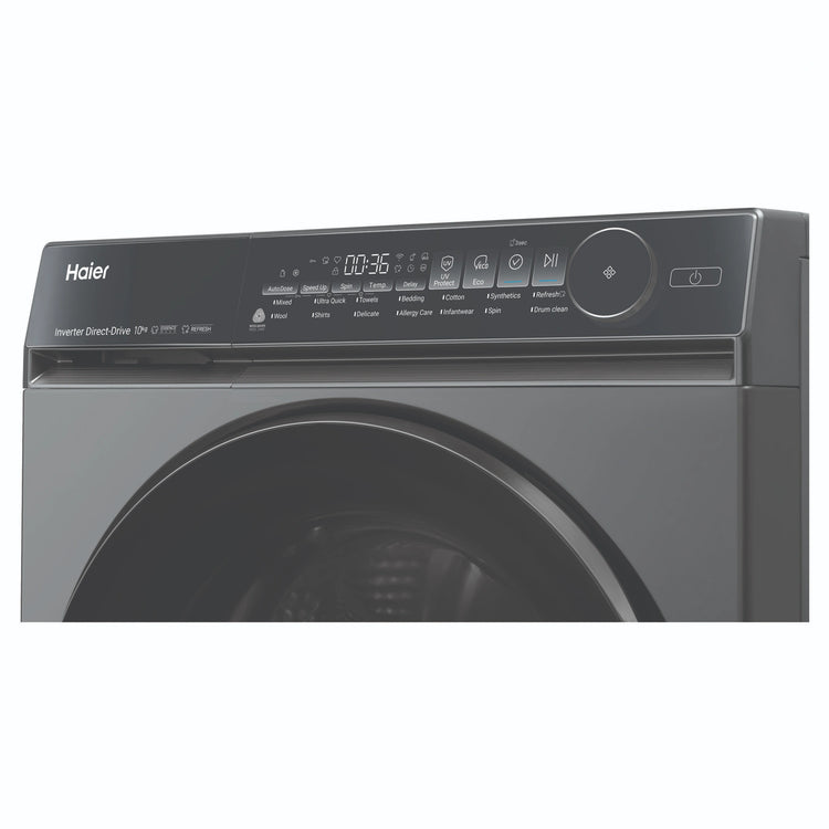 Haier 10kg 500 Series Dark Stainless Front Loader Washing Machine HWF10NB1, Control Panel View