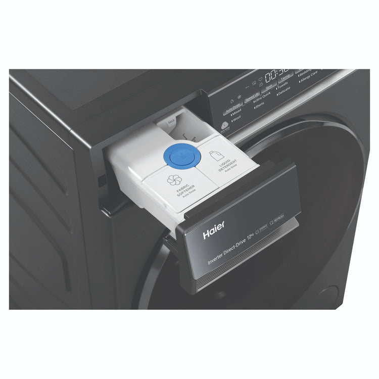 Haier 10kg 500 Series Dark Stainless Front Loader Washing Machine HWF10NB1, Detergent Drawer