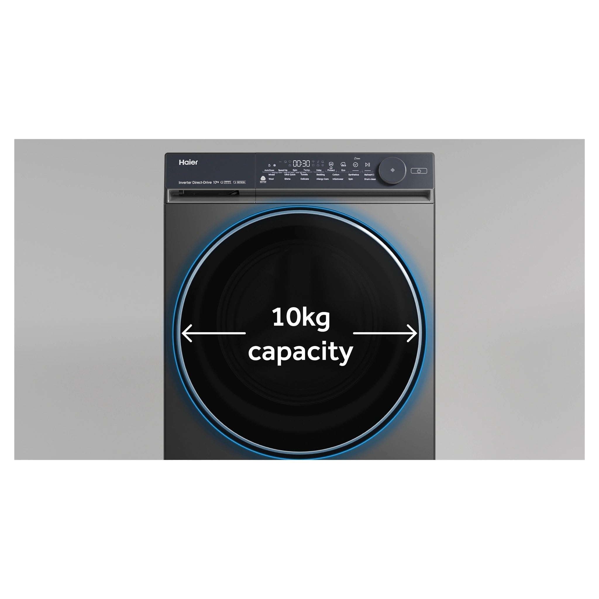 Haier 10kg 500 Series Dark Stainless Front Loader Washing Machine HWF10NB1, Features