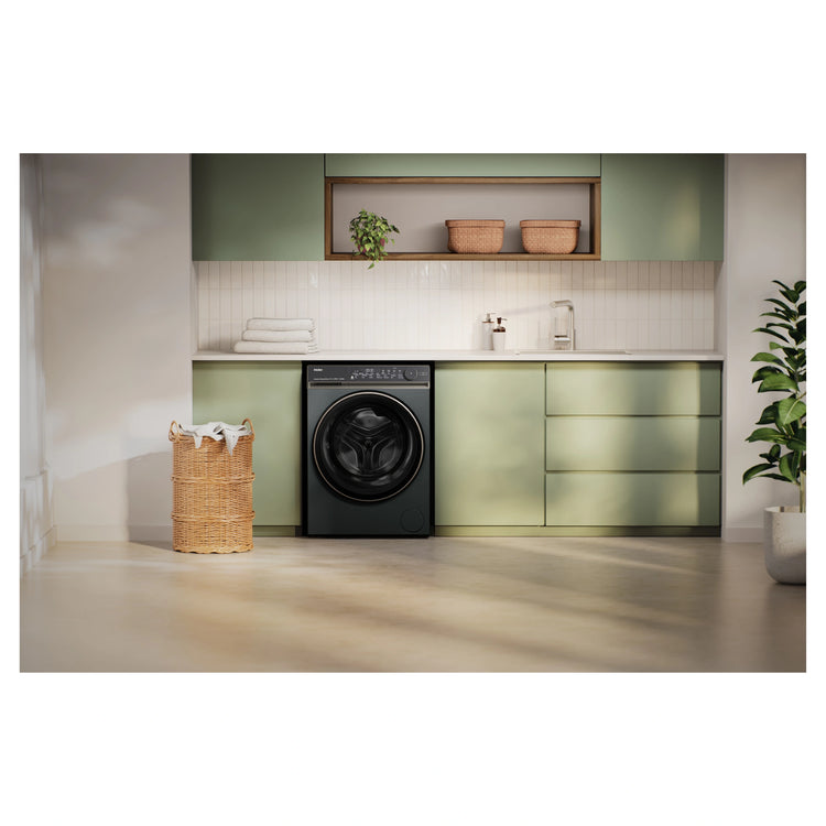 Haier 10kg 500 Series Dark Stainless Front Loader Washing Machine HWF10NB1, Lifestyle Vew