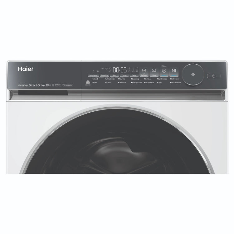 Haier 10kg 500 Series White Front Loader Washing Machine HWF10NW1, Control Panel View