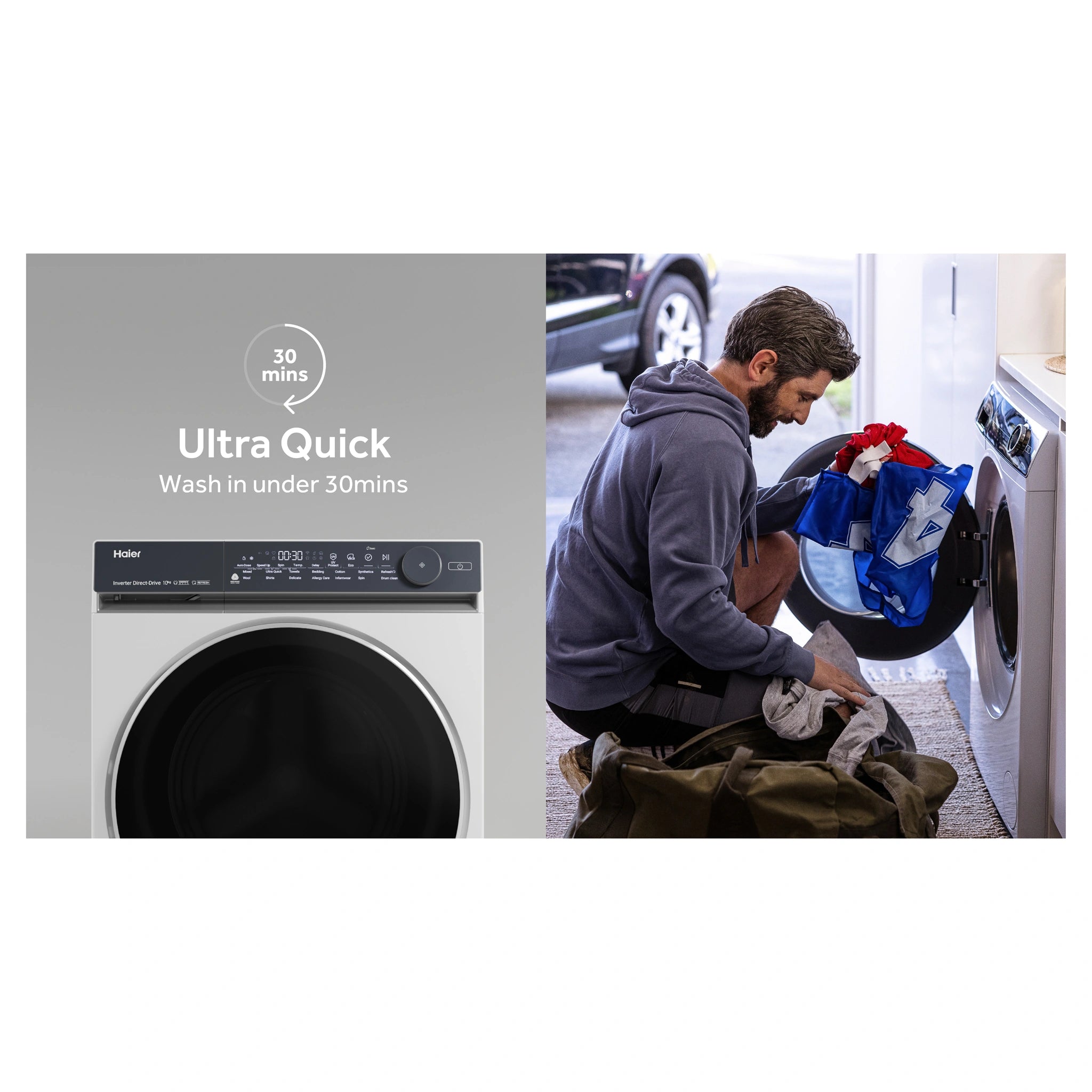 Haier 10kg 500 Series White Front Loader Washing Machine HWF10NW1, Features