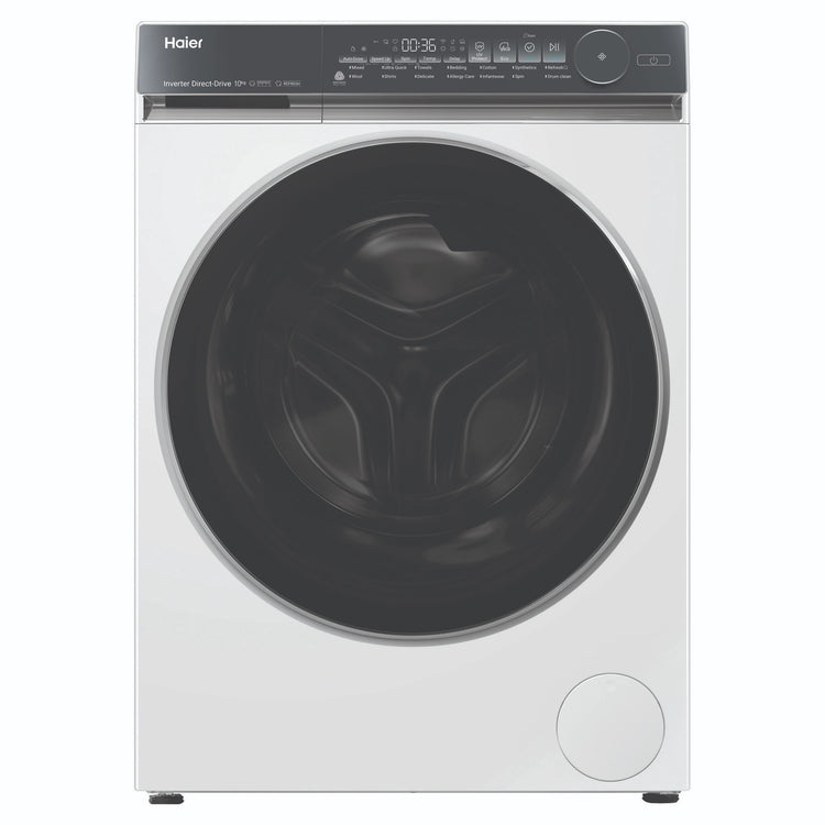 Haier 10kg 500 Series White Front Loader Washing Machine HWF10NW1, Front View