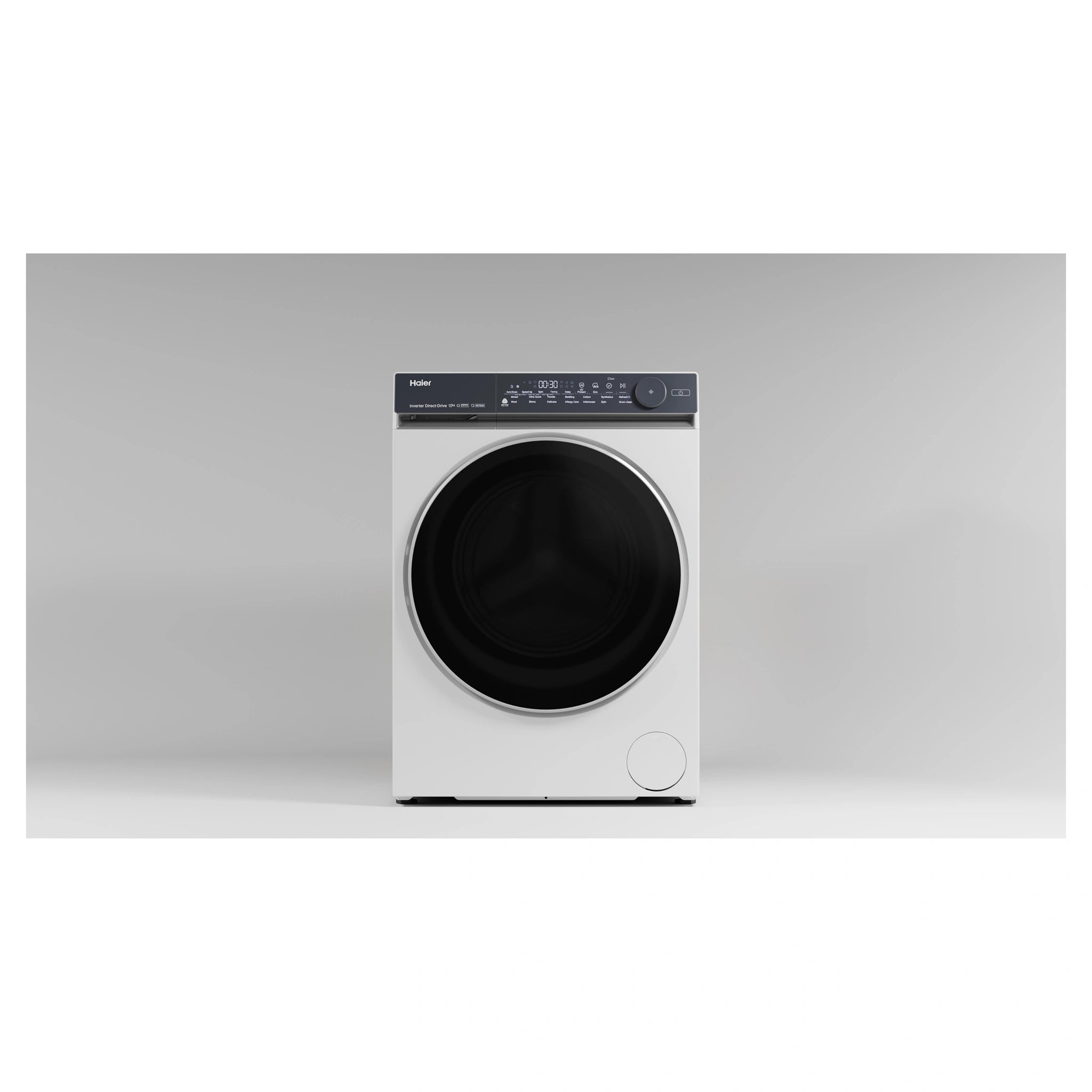 Haier 10kg 500 Series White Front Loader Washing Machine HWF10NW1, Front View