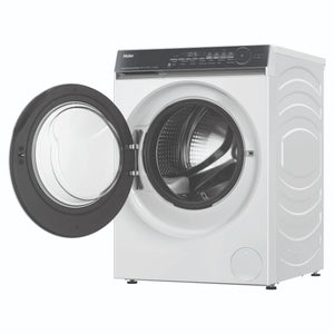 Haier 10kg 500 Series White Front Loader Washing Machine HWF10NW1, Front View with Door Open