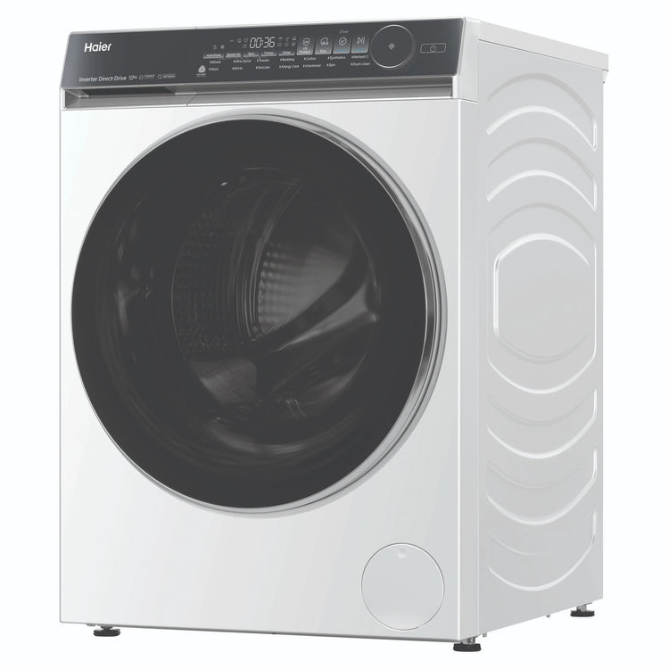 Haier 10kg 500 Series White Front Loader Washing Machine HWF10NW1, Left Side View