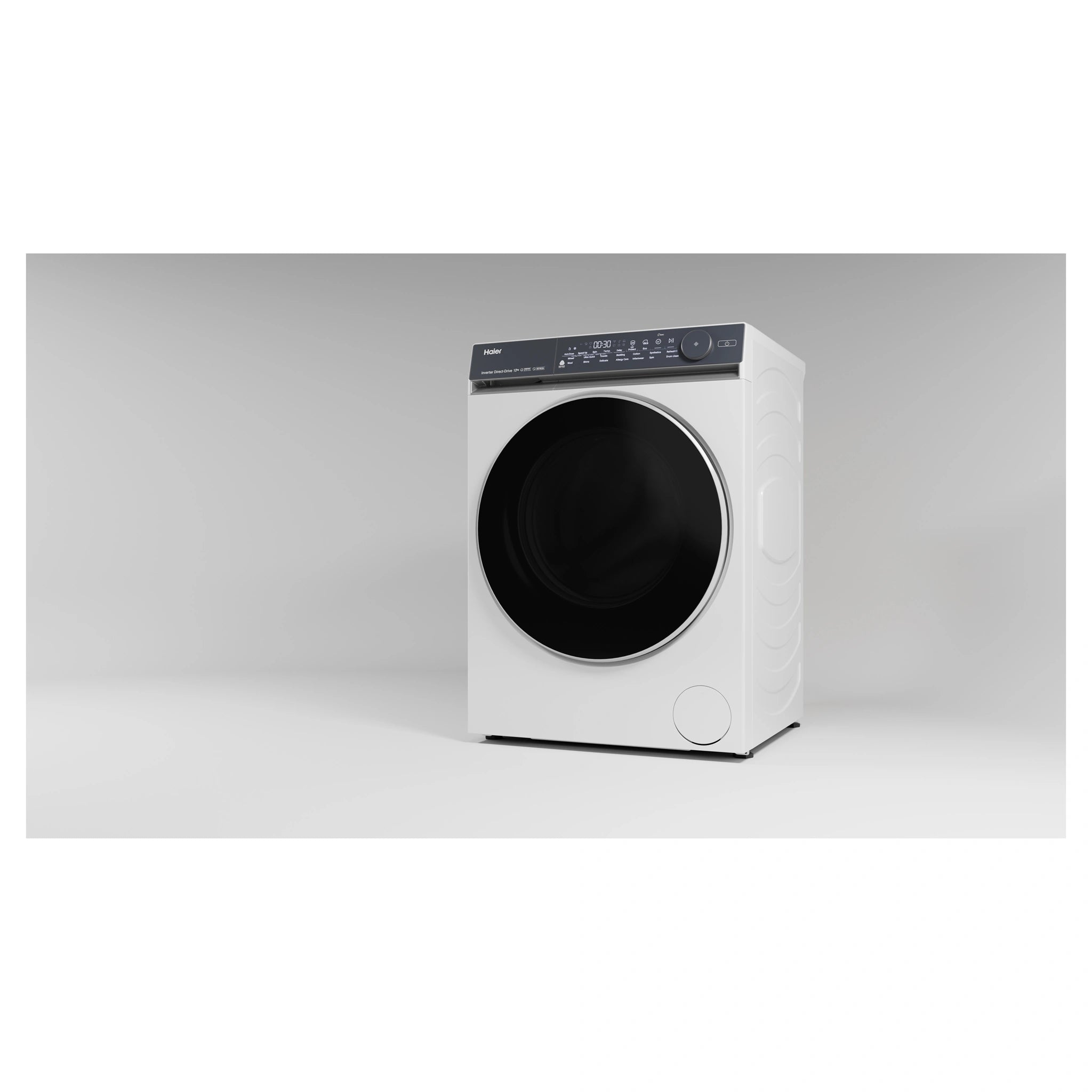 Haier 10kg 500 Series White Front Loader Washing Machine HWF10NW1, Left Side View