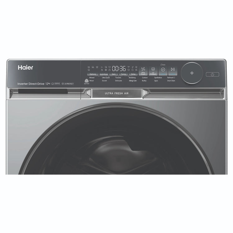 Haier 12kg 500 Series Dark Stainless Front Load Washing Machine – Ultra Fresh Air HWF12DB1, Control Panel View