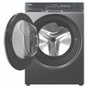 Haier 12kg 500 Series Dark Stainless Front Load Washing Machine – Ultra Fresh Air HWF12DB1, Front View with Door Open