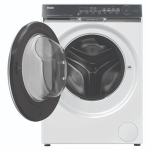 Haier 12kg 500 Series White Front Load Washing Machine – Ultra Fresh Air HWF12DW1, Front View with Door Open