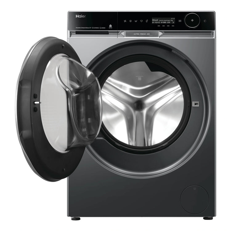 Haier 12kg 600 Series Front Loader Washing Machine - UV Protect HWF12PXB1, Front View with Door Open