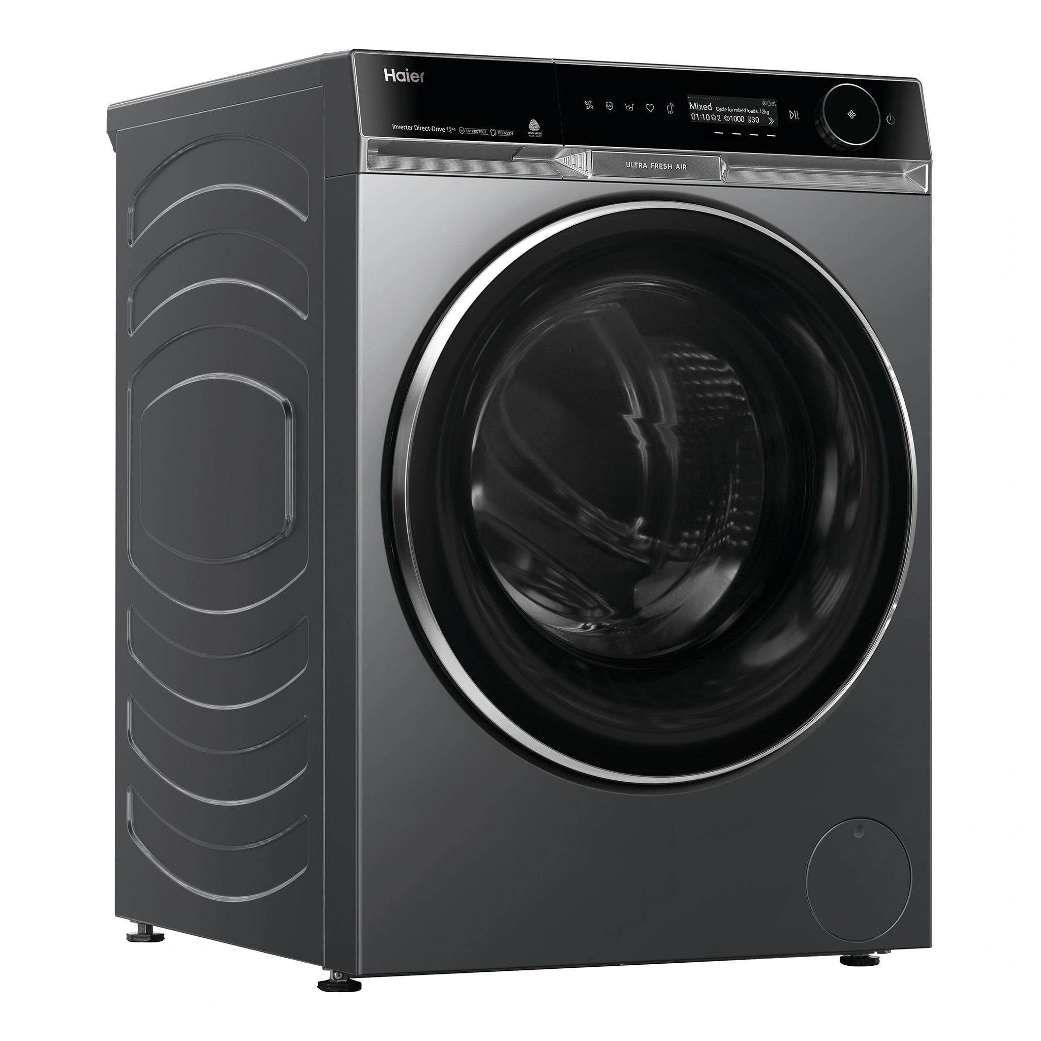 Haier 12kg 600 Series Front Loader Washing Machine - UV Protect HWF12PXB1, Left Side View