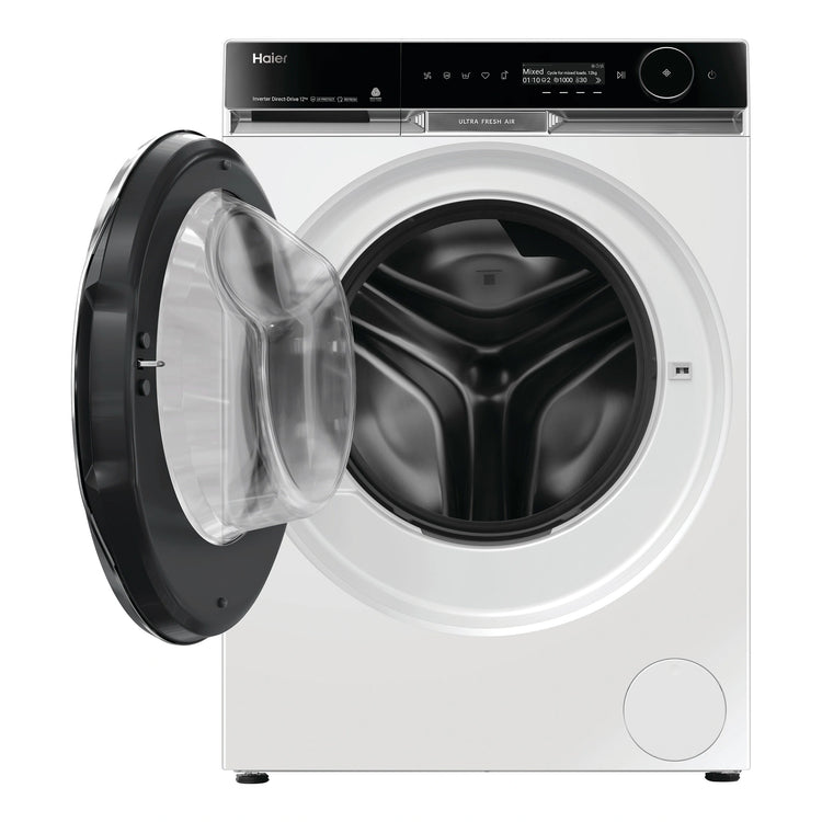 Haier 12kg 600 Series Front Loader Washing Machine - UV Protect HWF12PXW1, Front View with Door Open
