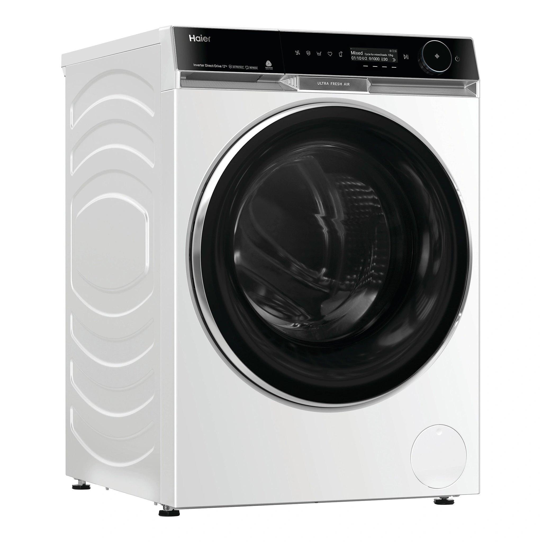 Haier 12kg 600 Series Front Loader Washing Machine - UV Protect HWF12PXW1, Left Side View
