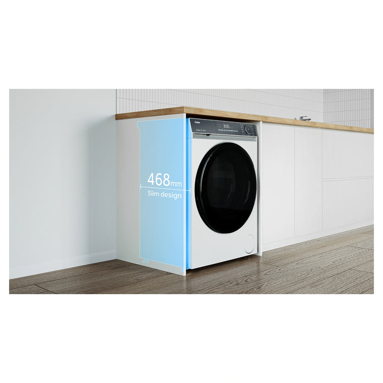 Haier 7.5kg 300 Series Front Load Washing Machine HWF75KW1, Slim Design Feature View