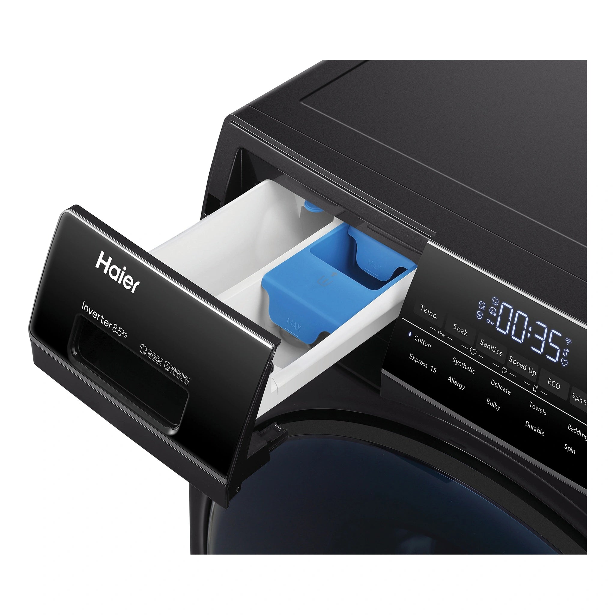 Haier 8.5kg 500 Series Front Loader Washing Machine HWF85ANB1, Drawer View