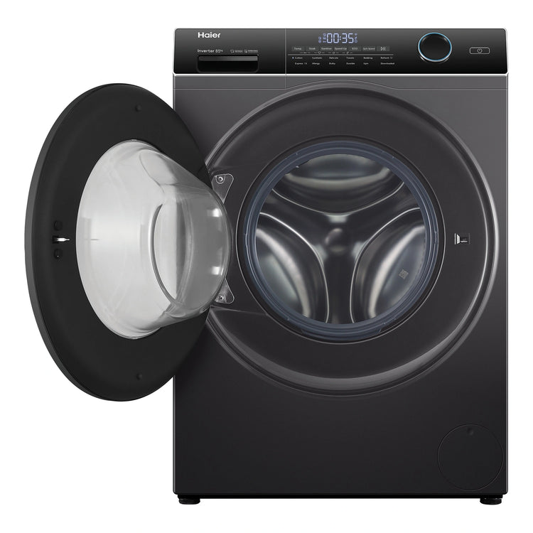 Haier 8.5kg 500 Series Front Loader Washing Machine HWF85ANB1, Front View with Door Open