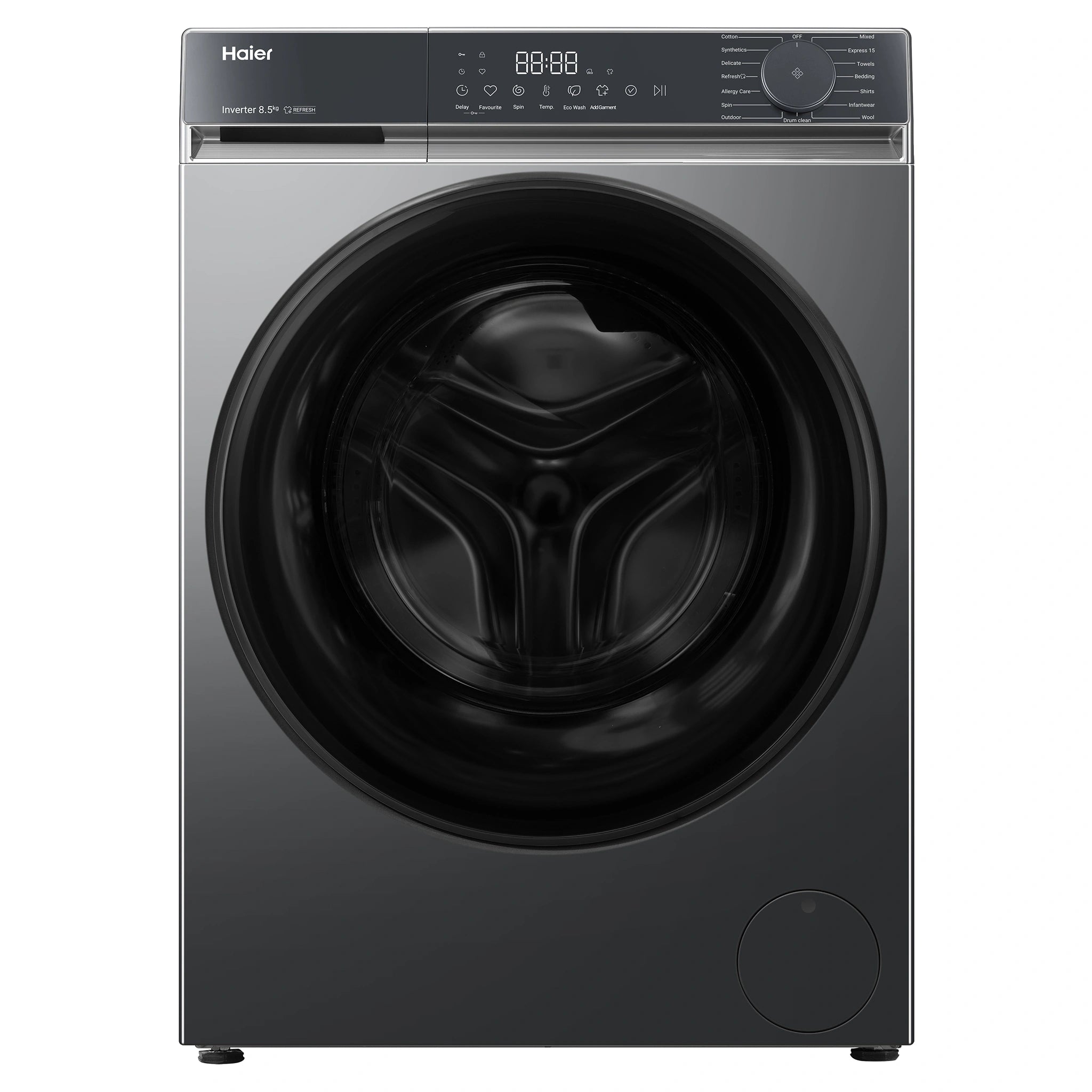 Haier 8.5kg 300 Series Black Front Load Washing Machine HWF85KB1, Front View